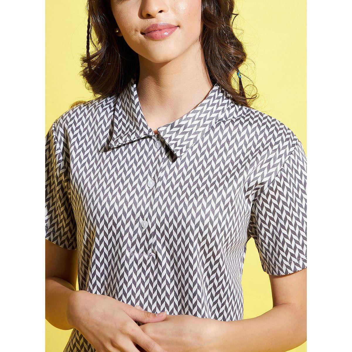 Noh-Voh X Styli  Herringbone Polo Shirt Dress with Short Sleeves-girls-clothing-dressesandjumpsuits-image-3