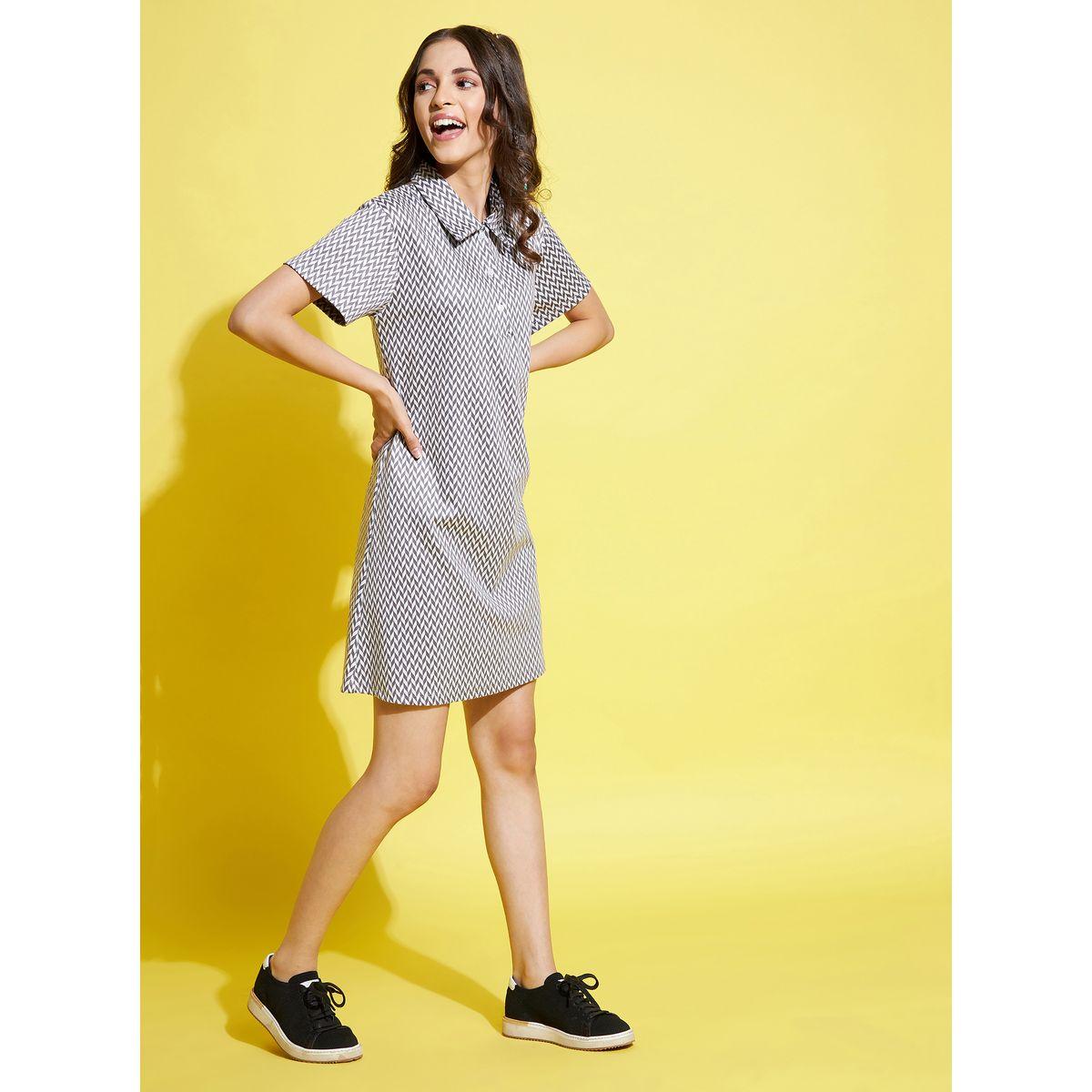 Noh-Voh X Styli  Herringbone Polo Shirt Dress with Short Sleeves-girls-clothing-dressesandjumpsuits-image-4