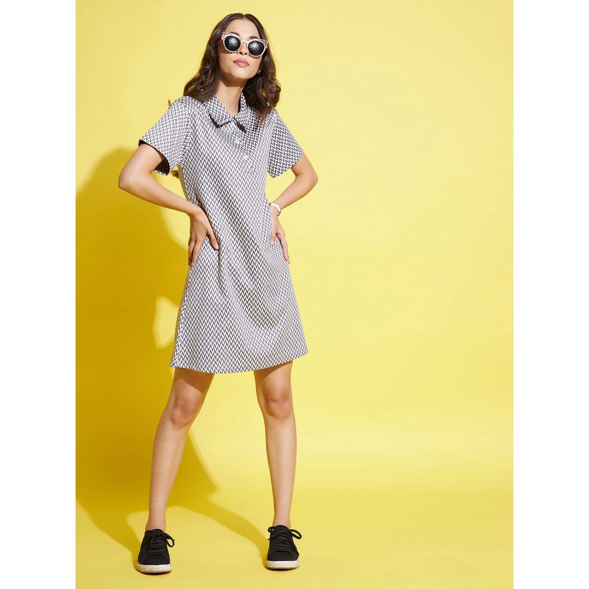 Noh-Voh X Styli  Herringbone Polo Shirt Dress with Short Sleeves-girls-clothing-dressesandjumpsuits-image-6