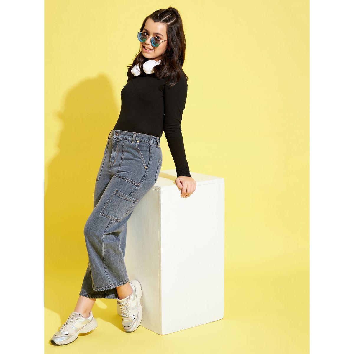 جينز بقصة مستقيمة وتفاصيل جيوب-girls-clothing-bottoms-jeansandjeggings-image-1