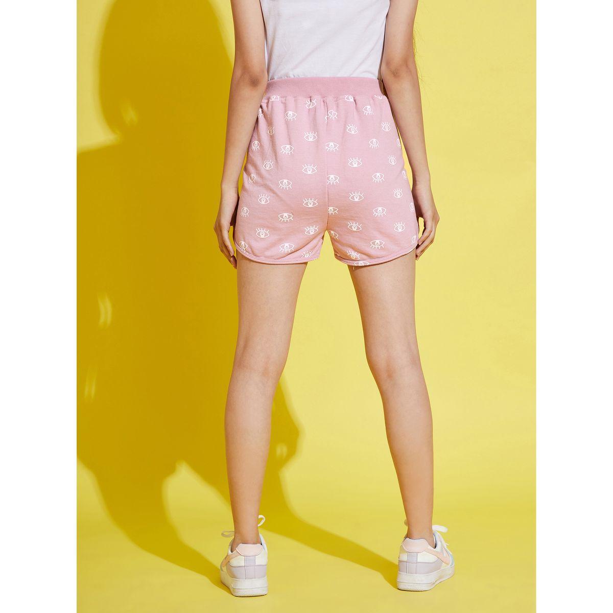 Noh-Voh X Styli  All Over Eye Print Shorts with Elasticated Waistband-girls-clothing-bottoms-shorts-image-2