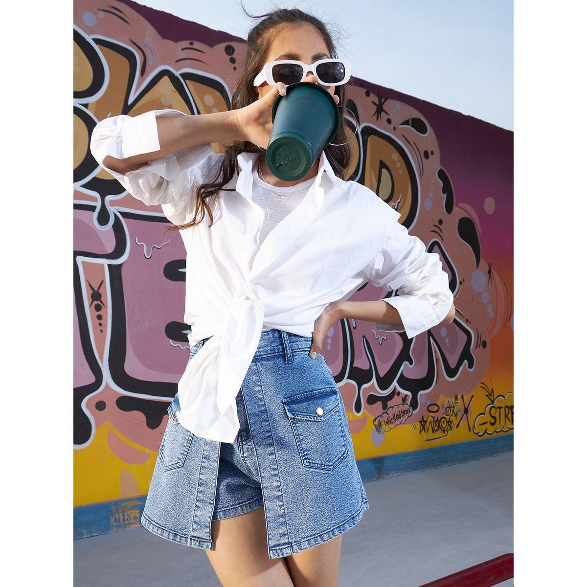 سكورت دنيم بتفاصيل جيب بطية للغلق-girls-clothing-bottoms-skirts-image-2