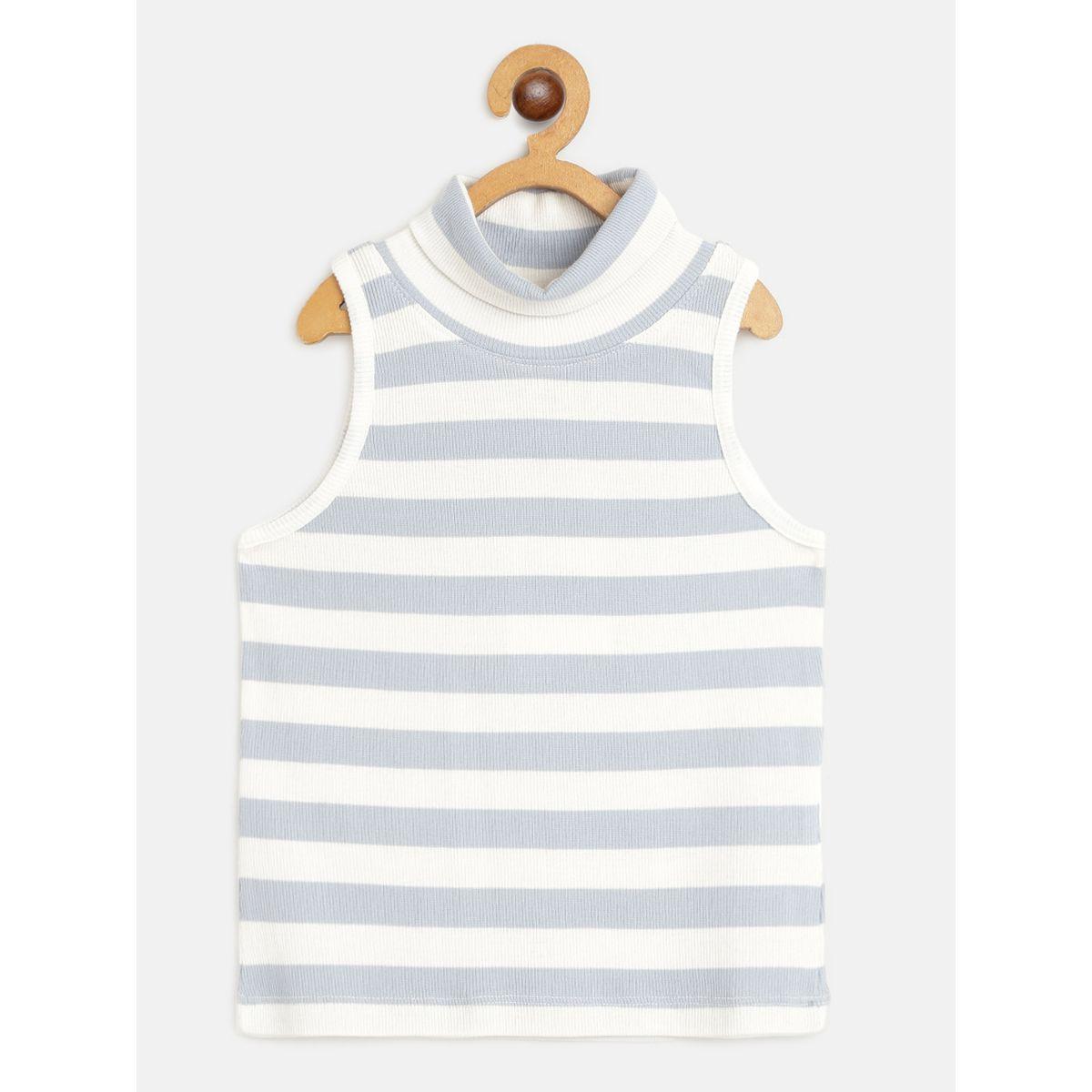 NOH-VOH Striped High Neck Sleeveless Rib Top-girls-clothing-tshirts-image-1