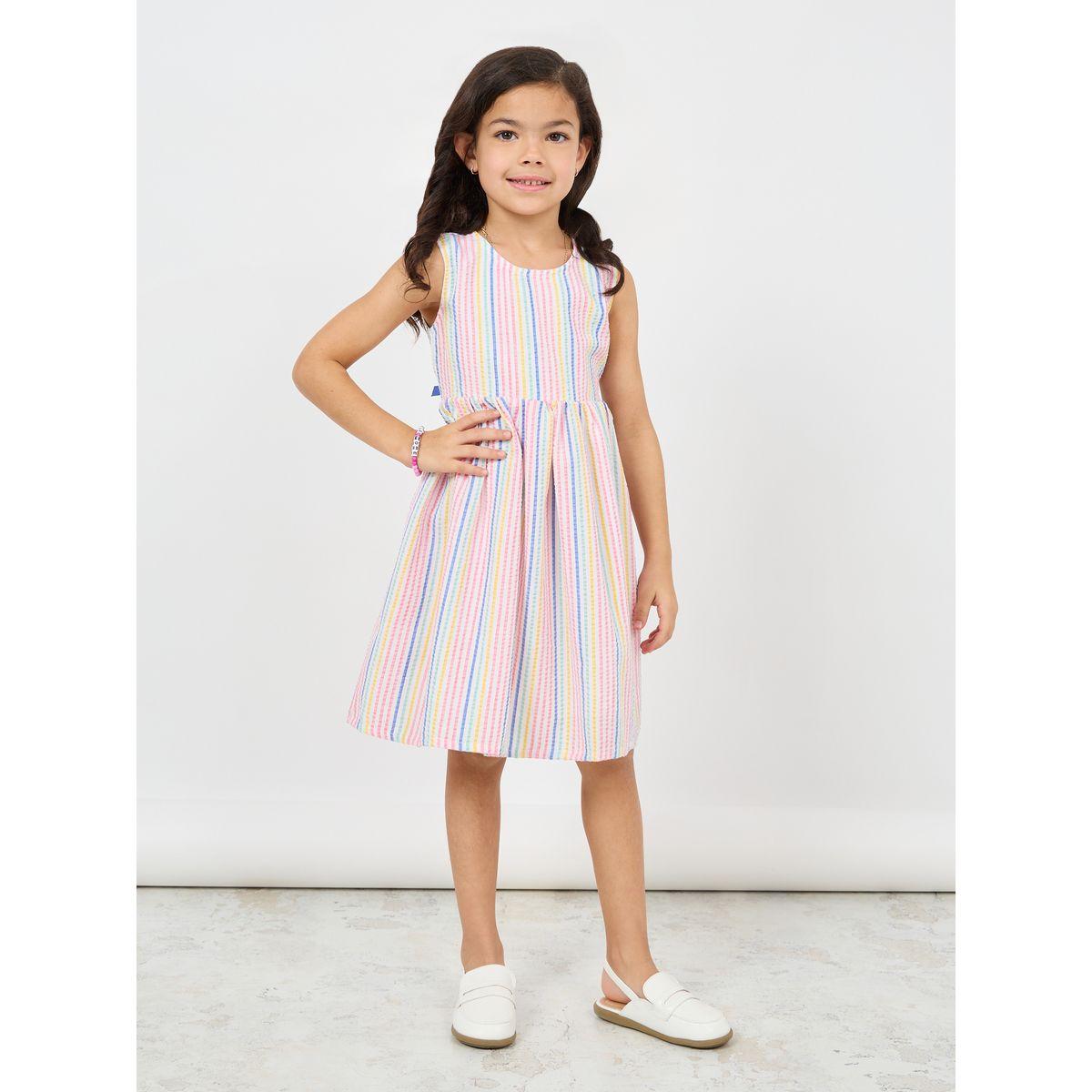 فستان مخطط بتفاصيل بارزة الملمس مع اربطة-girls-clothing-dressesandjumpsuits-image-1