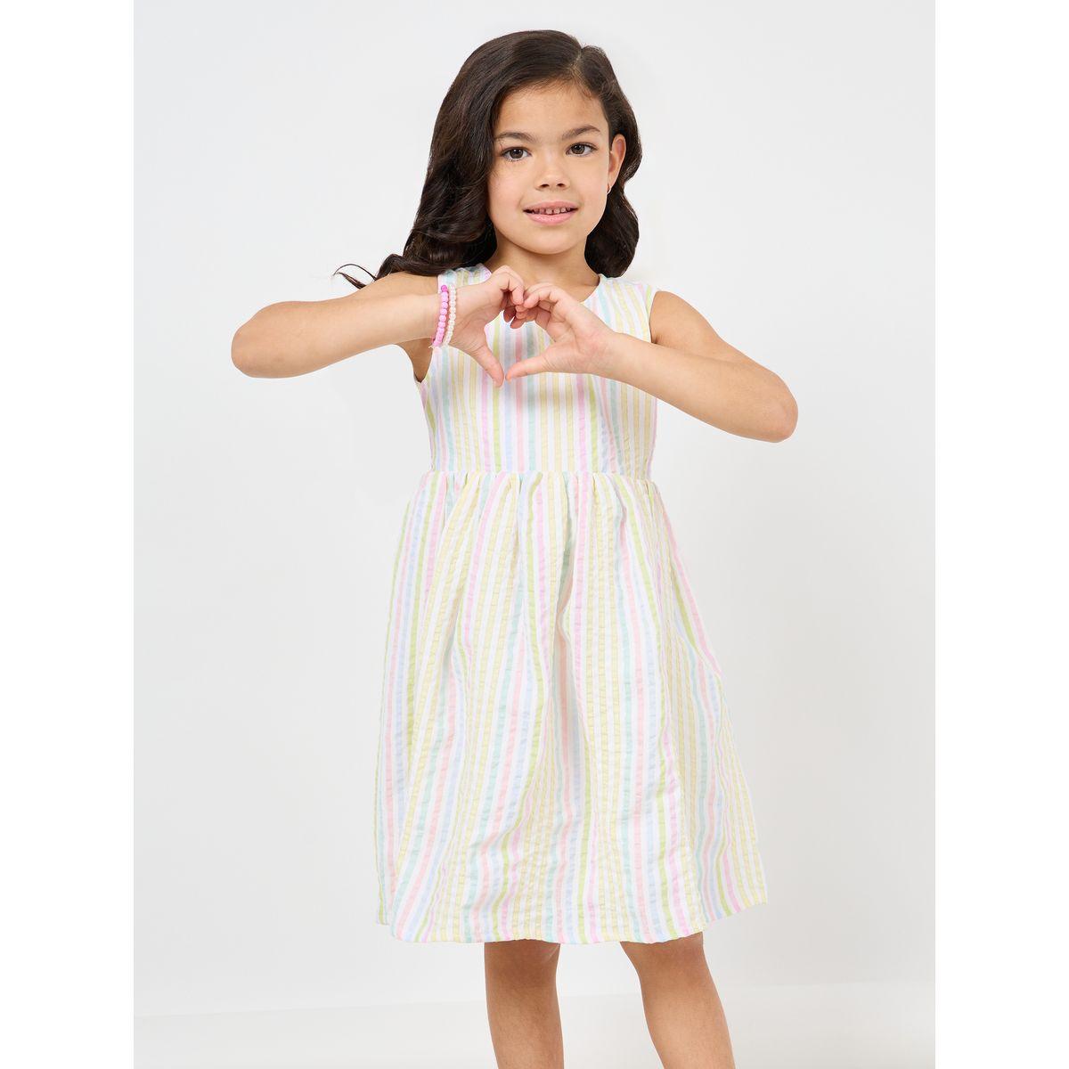 Styli Striped Textured Dress with Tie Back-girls-clothing-dressesandjumpsuits-image-2