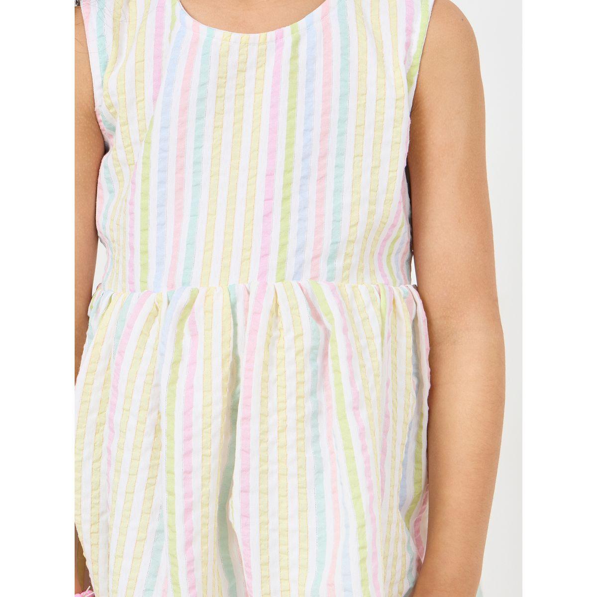 Styli Striped Textured Dress with Tie Back-girls-clothing-dressesandjumpsuits-image-3