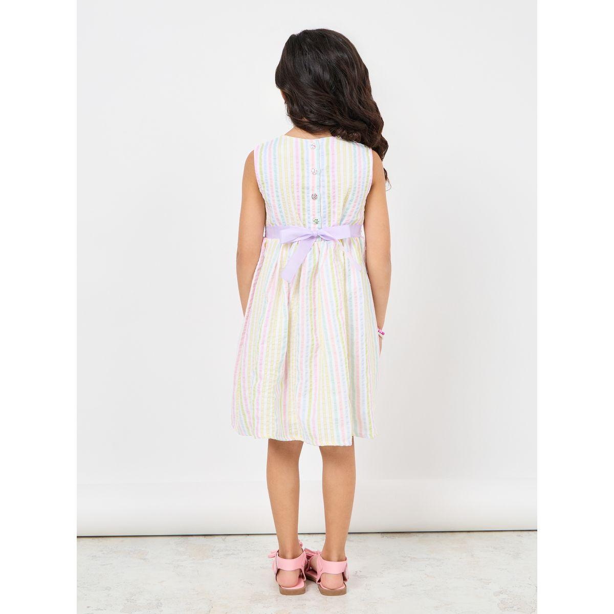 Styli Striped Textured Dress with Tie Back-girls-clothing-dressesandjumpsuits-image-4