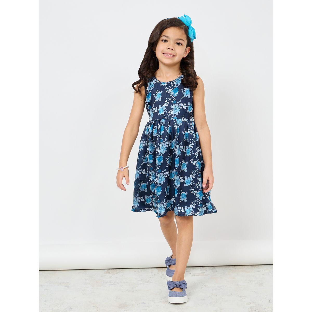 Styli Floral Print Dress with Tie Waist-girls-clothing-dressesandjumpsuits-image-1
