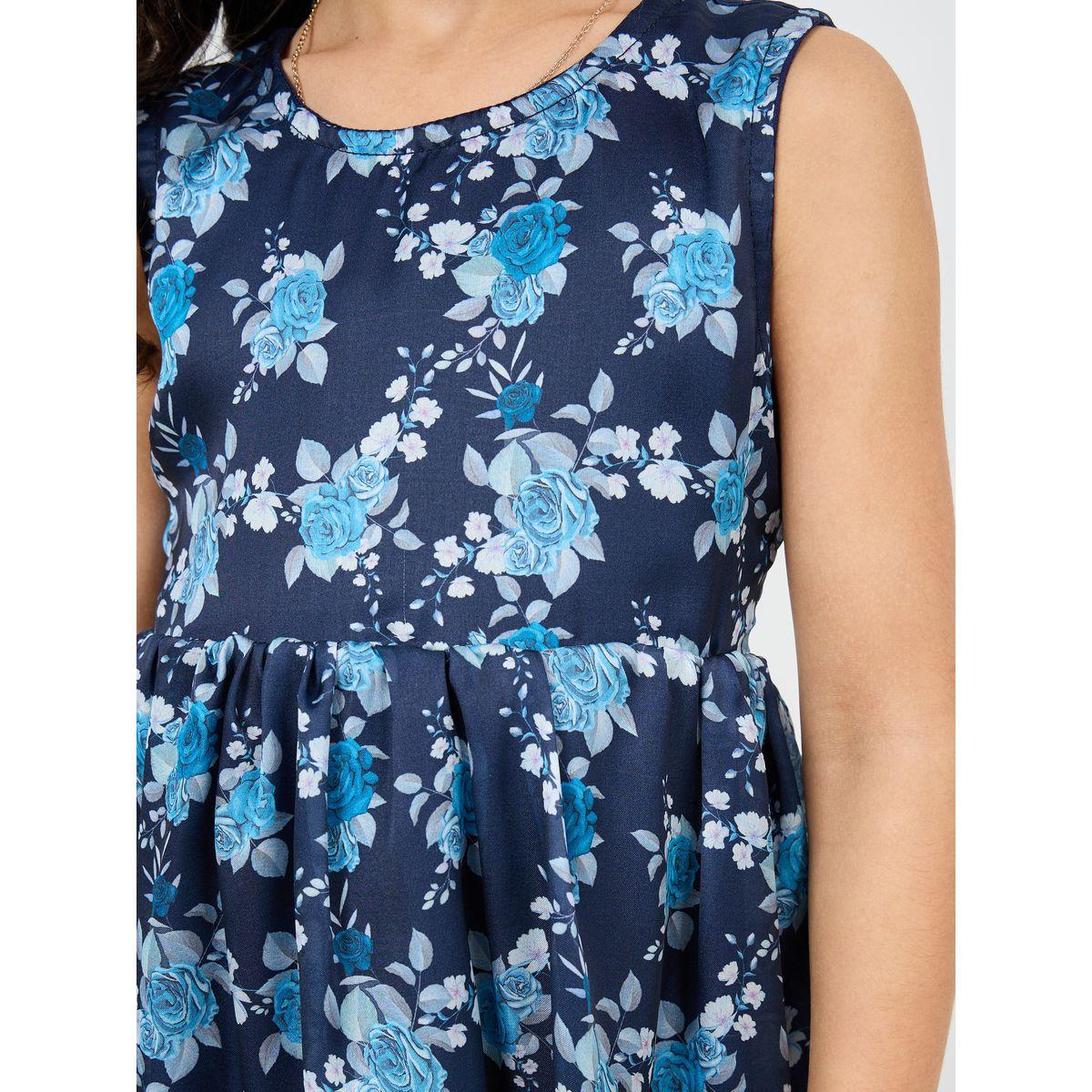 Styli Floral Print Dress with Tie Waist-girls-clothing-dressesandjumpsuits-image-3