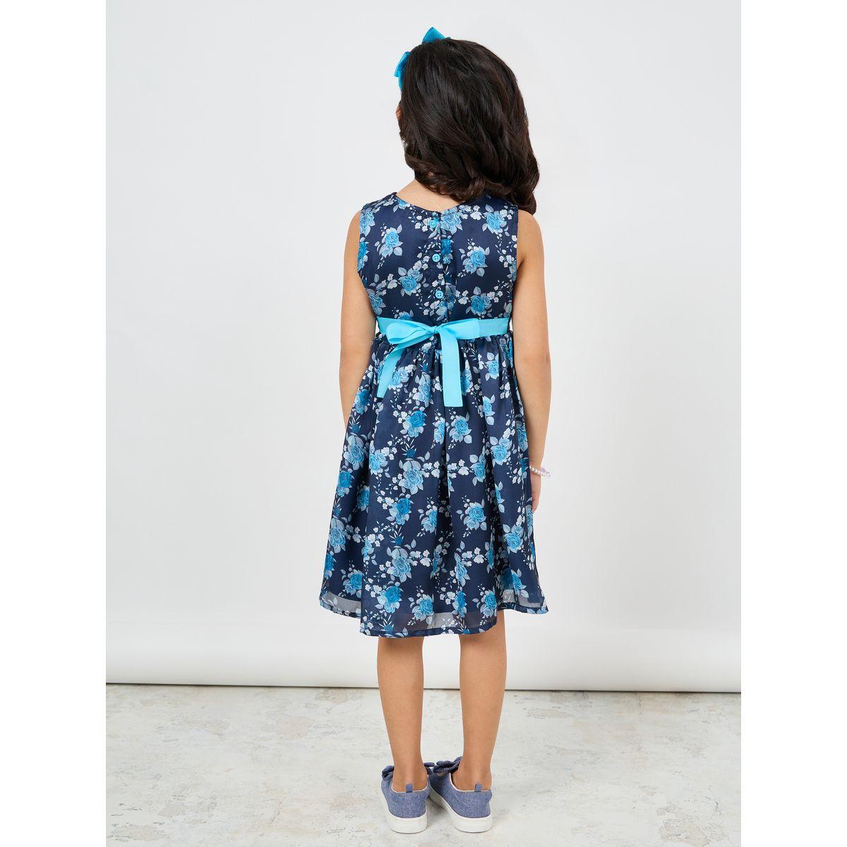 Styli Floral Print Dress with Tie Waist-girls-clothing-dressesandjumpsuits-image-4