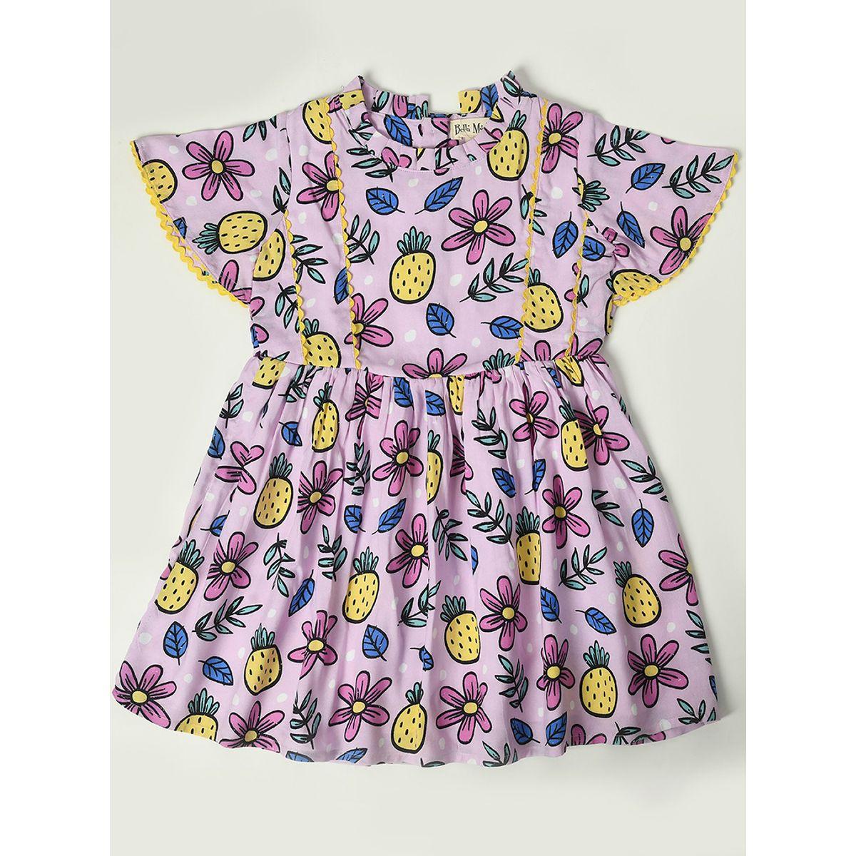 فستان قطن بطبعة زهور وتفاصيل دانتيل بيلا مودا × ستايلي-girls-clothing-dressesandjumpsuits-image-1