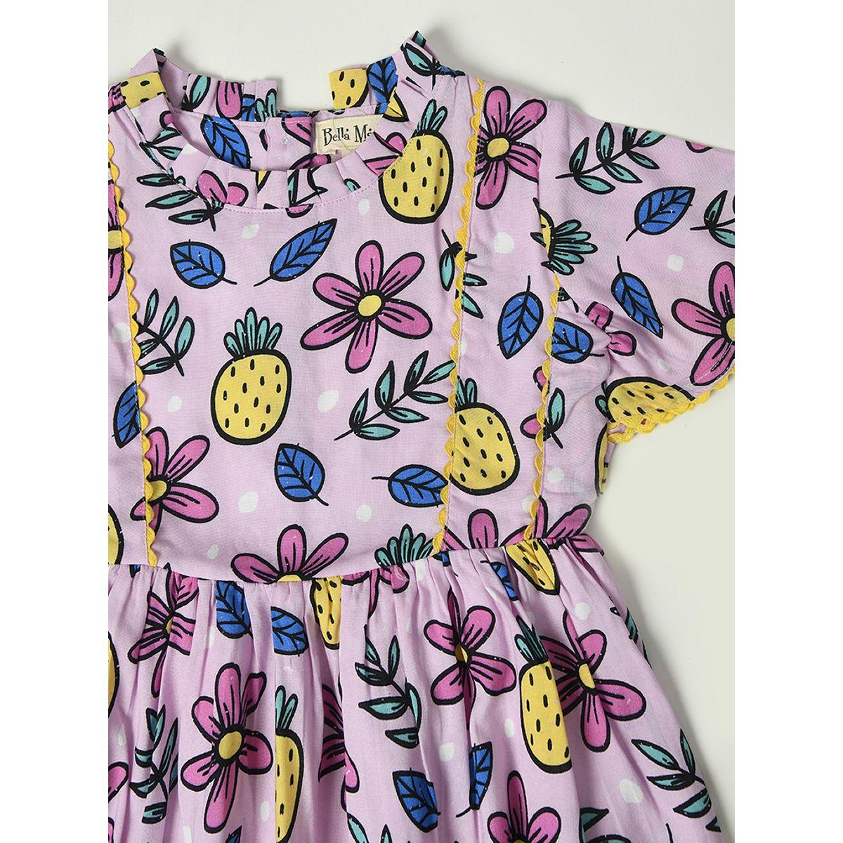 فستان قطن بطبعة زهور وتفاصيل دانتيل بيلا مودا × ستايلي-girls-clothing-dressesandjumpsuits-image-3