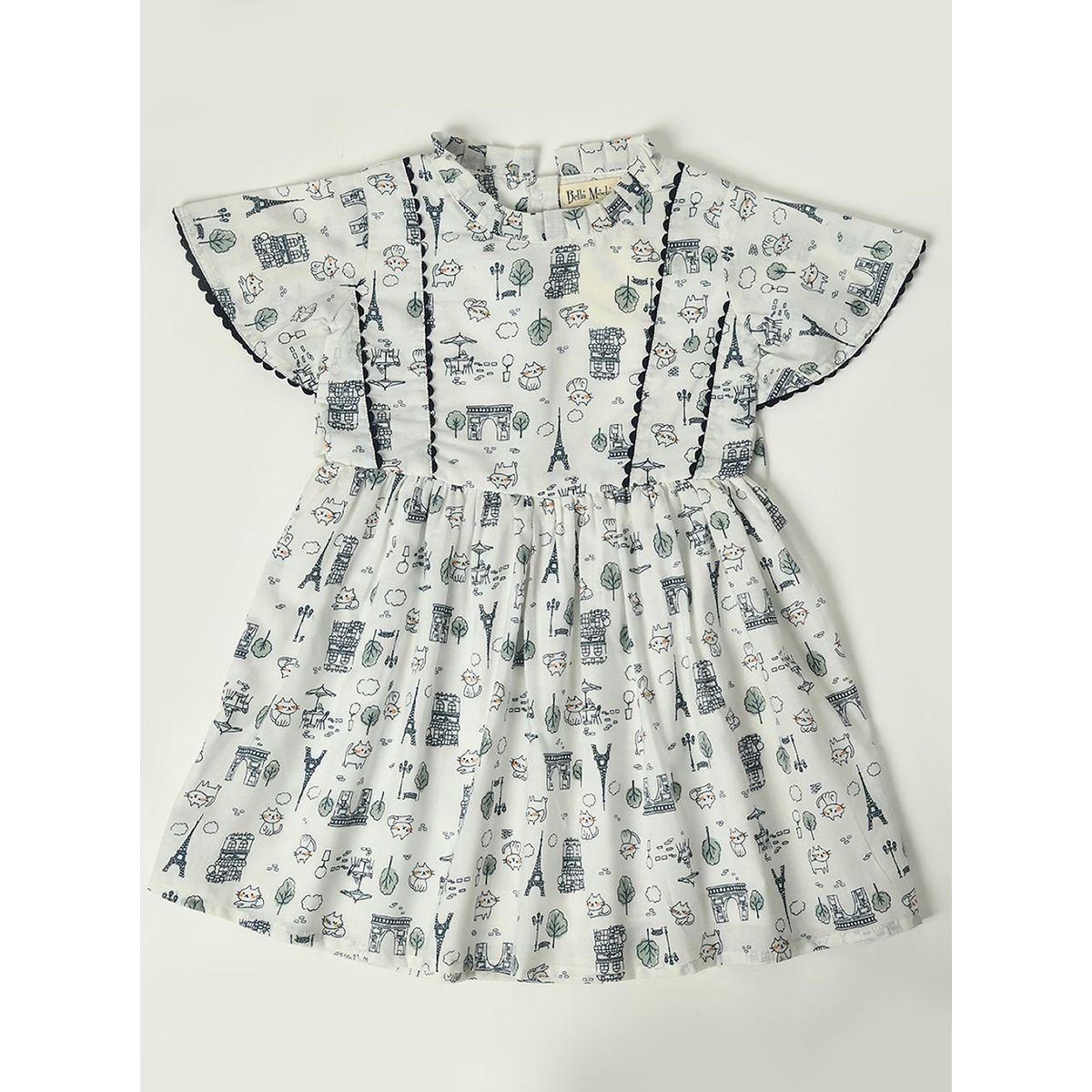 Bella Moda X Styli  Cotton Paris Printed A-Line Dress-girls-clothing-dressesandjumpsuits-image-1