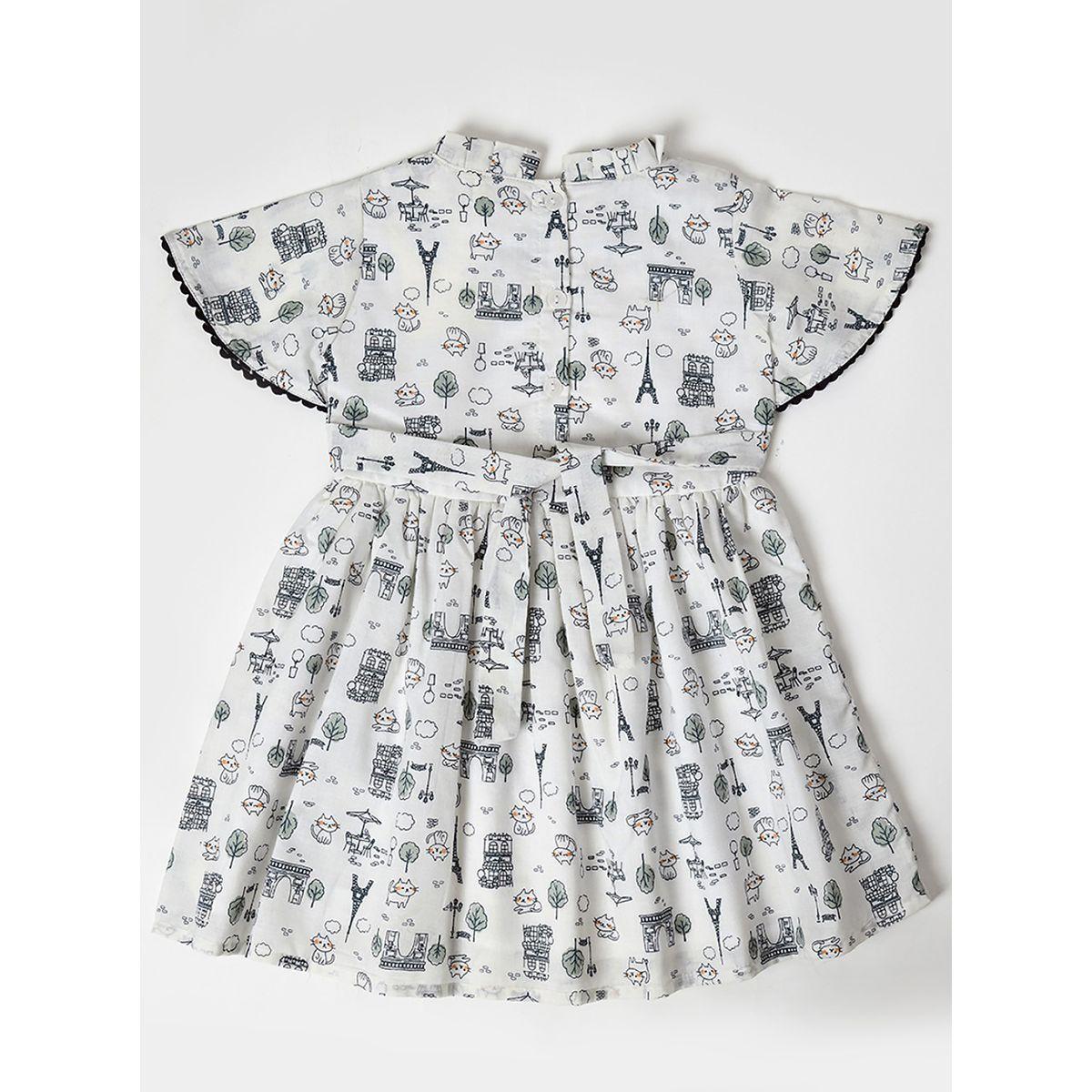 Bella Moda X Styli  Cotton Paris Printed A-Line Dress-girls-clothing-dressesandjumpsuits-image-2