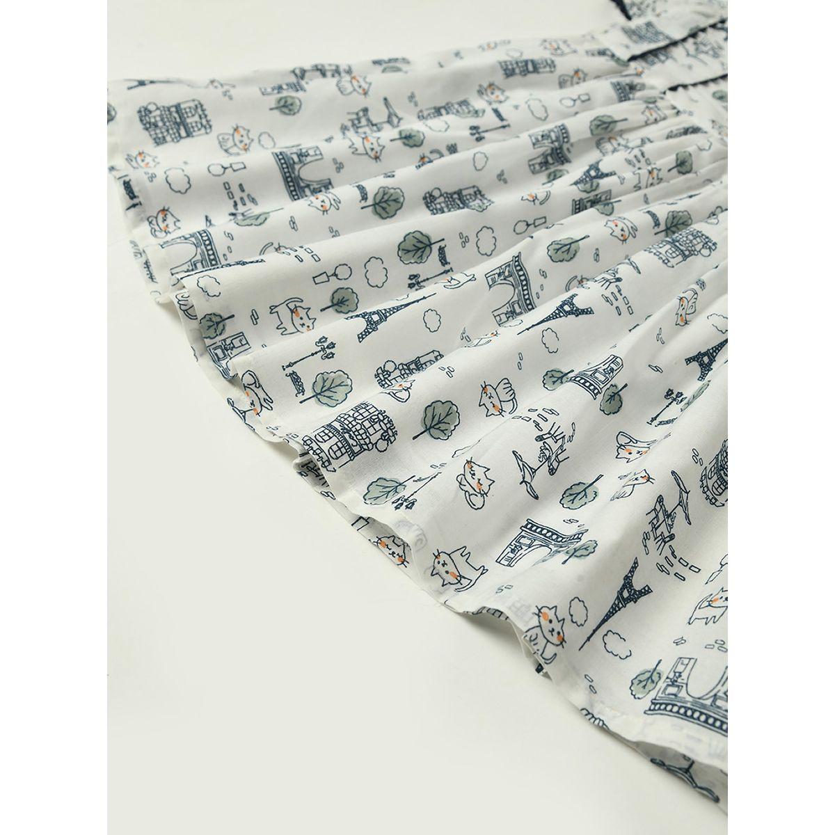 Bella Moda X Styli  Cotton Paris Printed A-Line Dress-girls-clothing-dressesandjumpsuits-image-3