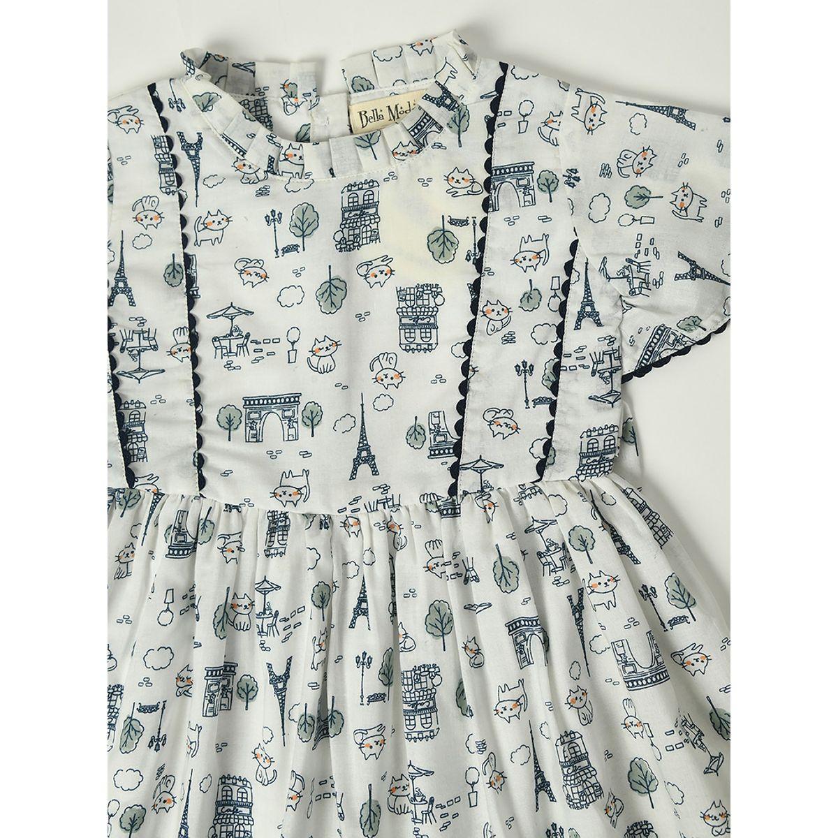 Bella Moda X Styli  Cotton Paris Printed A-Line Dress-girls-clothing-dressesandjumpsuits-image-4