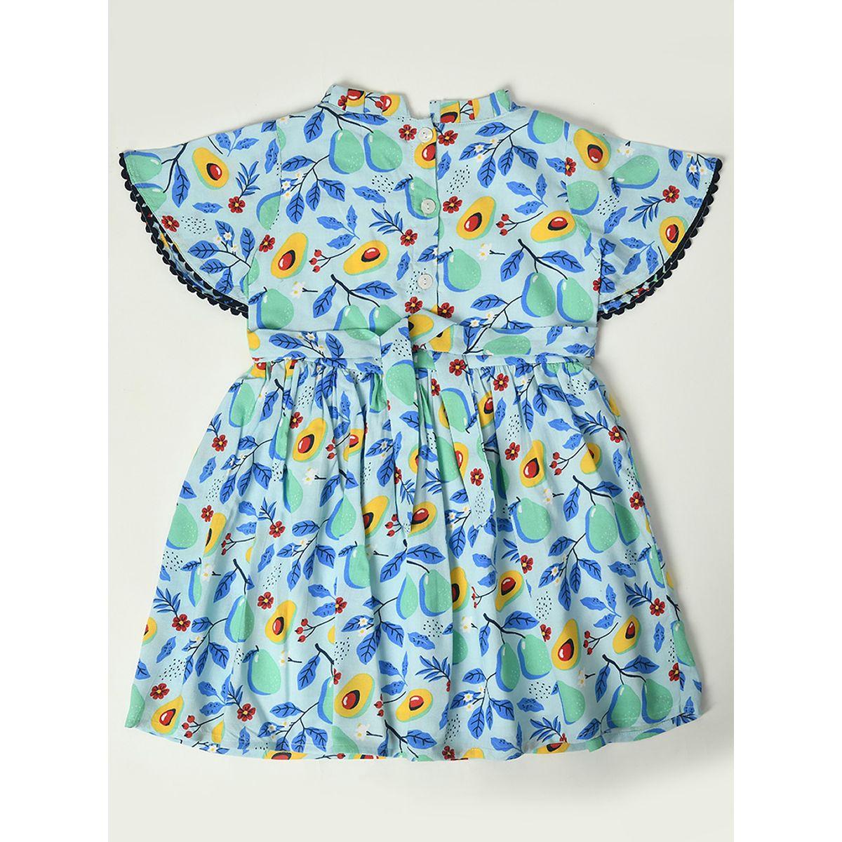 فستان قطن بتفاصيل دانتيل وطبعة افوكادو بيلا مودا × ستايلي-girls-clothing-dressesandjumpsuits-image-2