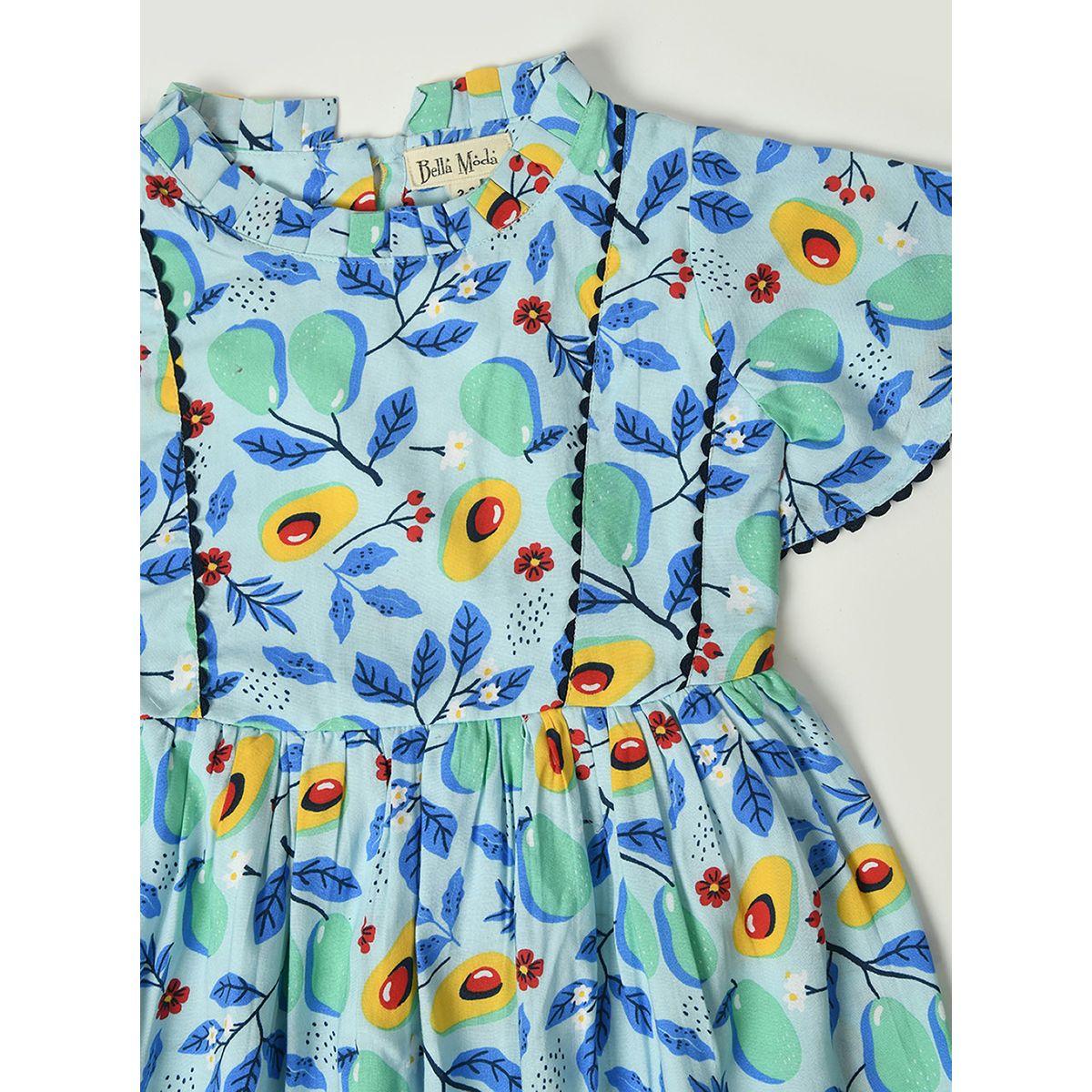فستان قطن بتفاصيل دانتيل وطبعة افوكادو بيلا مودا × ستايلي-girls-clothing-dressesandjumpsuits-image-3