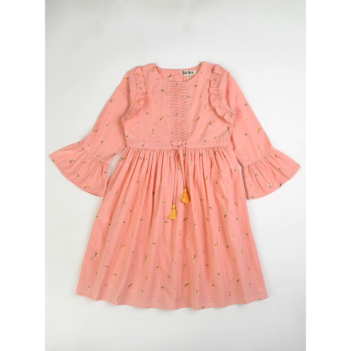 فستان قطن بطبعات صغيرة وكسرات بيلا مودا × ستايلي-girls-clothing-dressesandjumpsuits-image-1