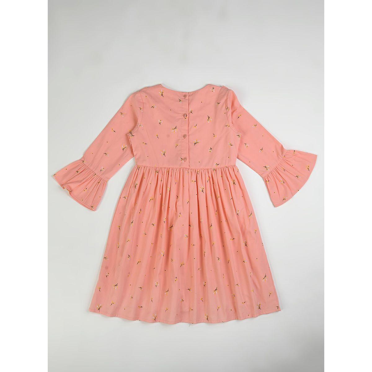 Bella Moda X Styli  Cotton Ditsy Print Gathered Detail Dress-girls-clothing-dressesandjumpsuits-image-2