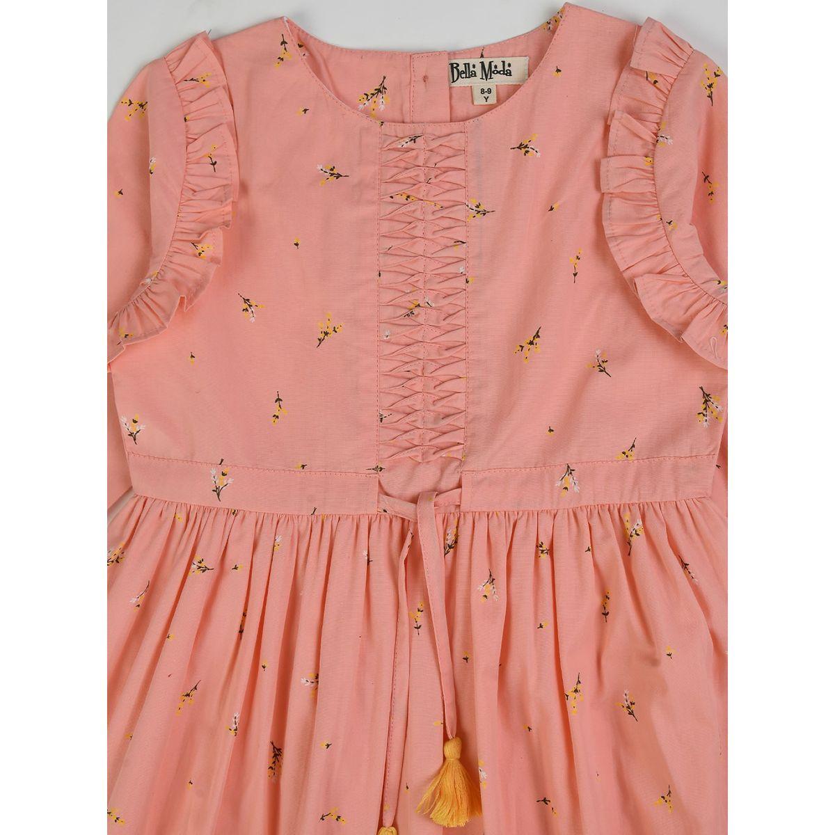 Bella Moda X Styli  Cotton Ditsy Print Gathered Detail Dress-girls-clothing-dressesandjumpsuits-image-3