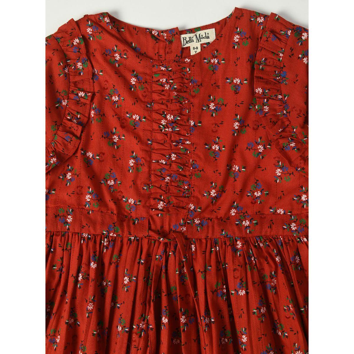Bella Moda X Styli  Cotton Ditsy Print Ruffle Detail Dress-girls-clothing-dressesandjumpsuits-image-3