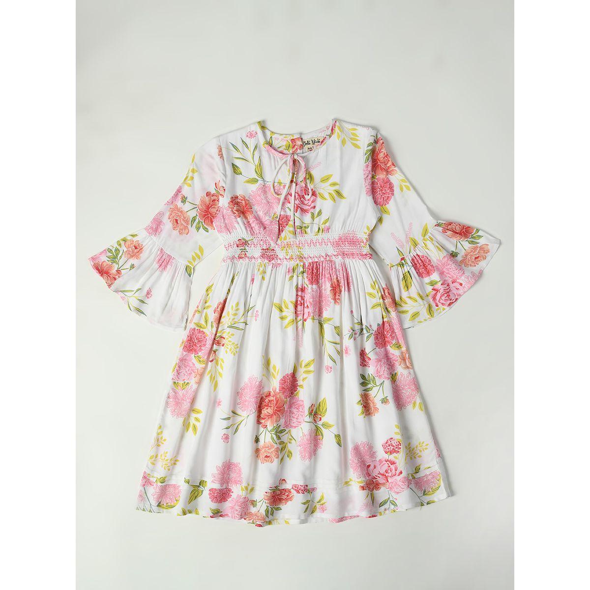 Bella Moda X Styli  Floral Print Smocked Waist Dress-girls-clothing-dressesandjumpsuits-image-1