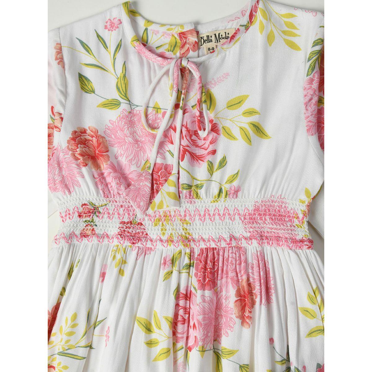 فستان بخصر مزموم وطبعة زهور بيلا مودا × ستايلي-girls-clothing-dressesandjumpsuits-image-3