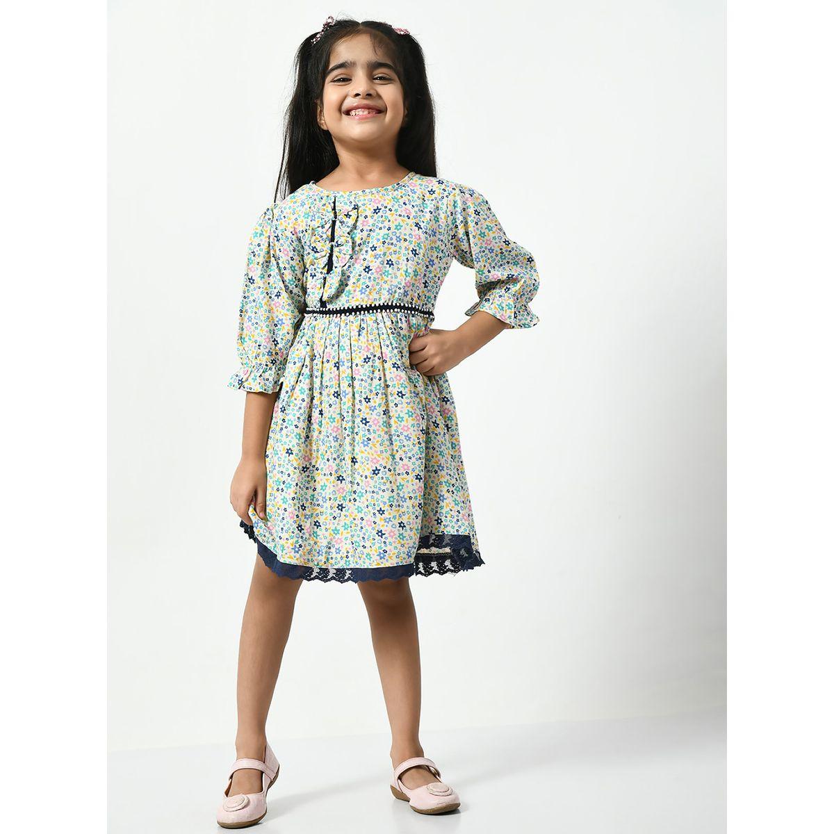 Bella Moda X Styli  Cotton Ditsy Floral Print Bow Detail Dress-girls-clothing-dressesandjumpsuits-image-1