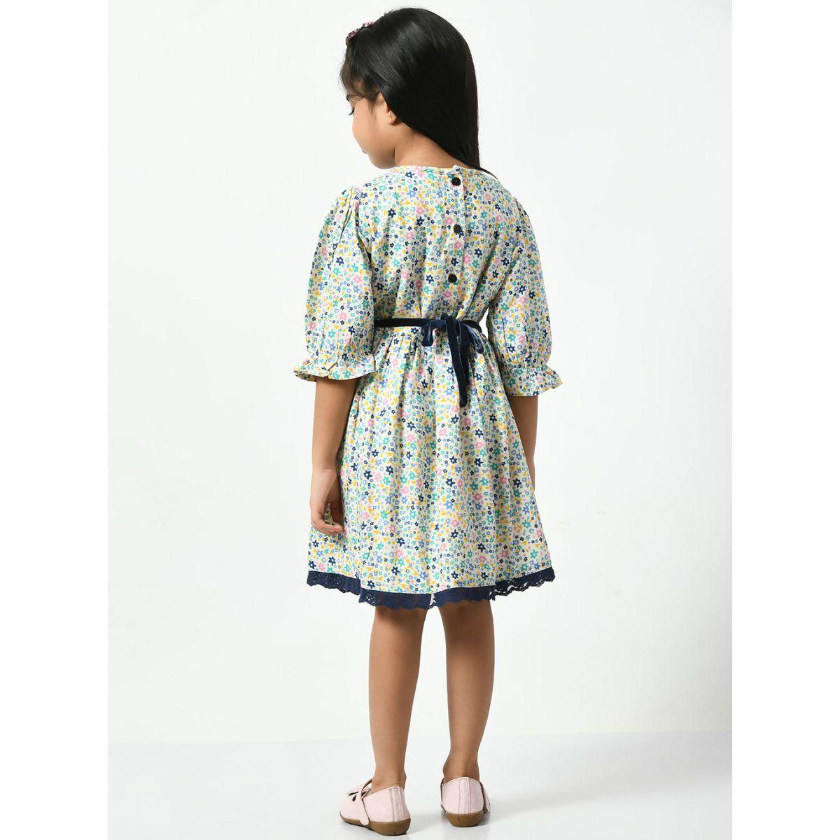 Bella Moda X Styli  Cotton Ditsy Floral Print Bow Detail Dress-girls-clothing-dressesandjumpsuits-image-2