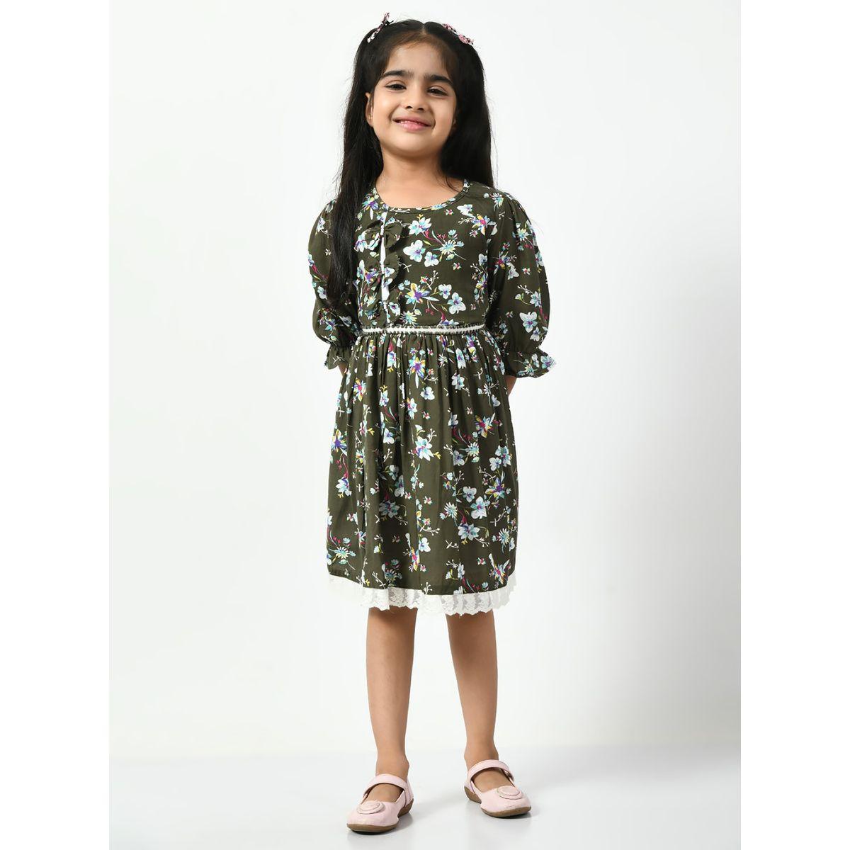 Bella Moda X Styli  Cotton Floral Print Bow Detail Back Self Tie Up Dress-girls-clothing-dressesandjumpsuits-image-1