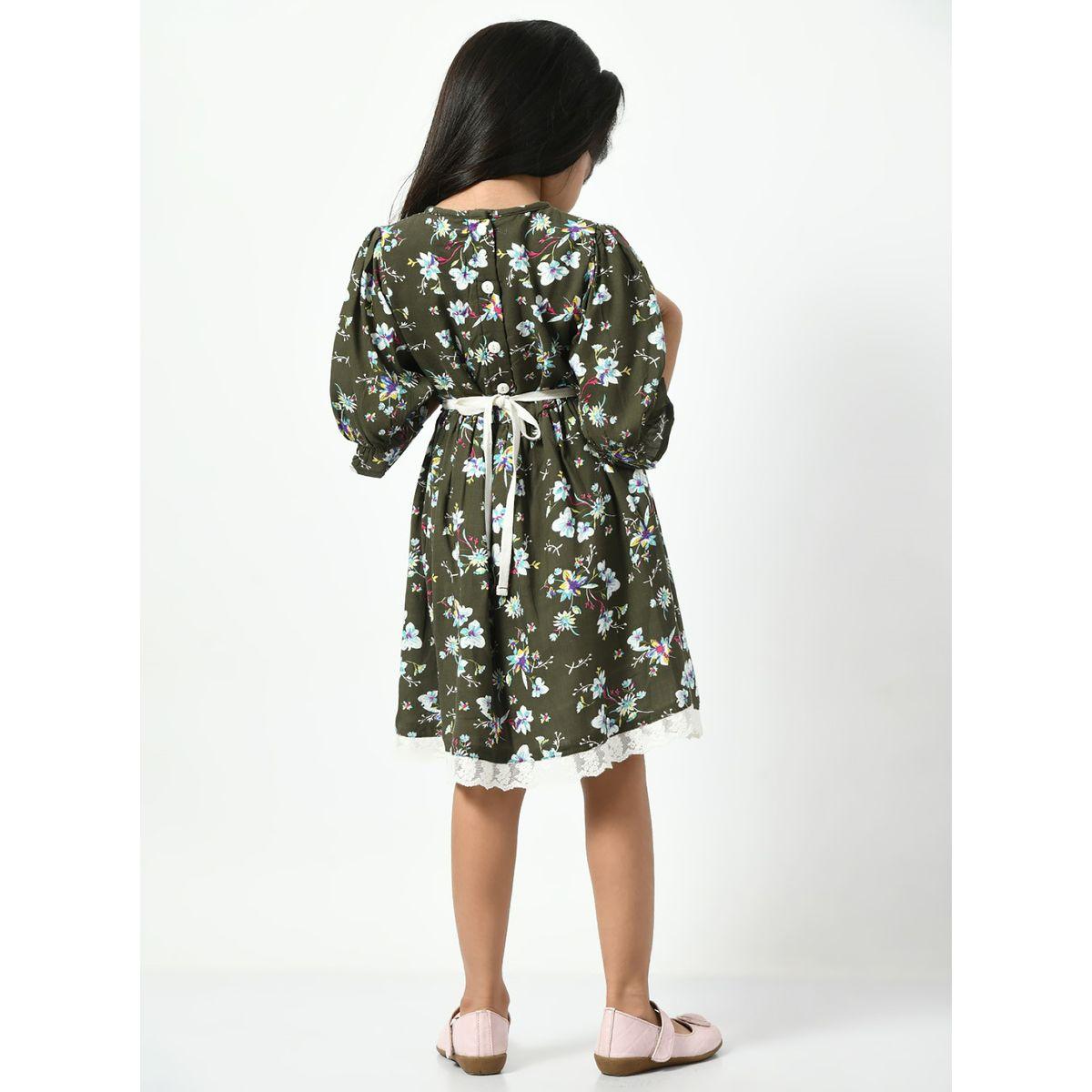 Bella Moda X Styli  Cotton Floral Print Bow Detail Back Self Tie Up Dress-girls-clothing-dressesandjumpsuits-image-2
