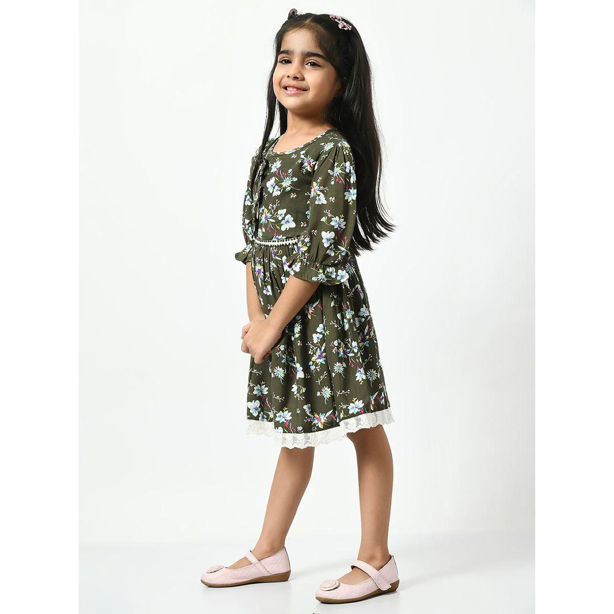 Bella Moda X Styli  Cotton Floral Print Bow Detail Back Self Tie Up Dress-girls-clothing-dressesandjumpsuits-image-5