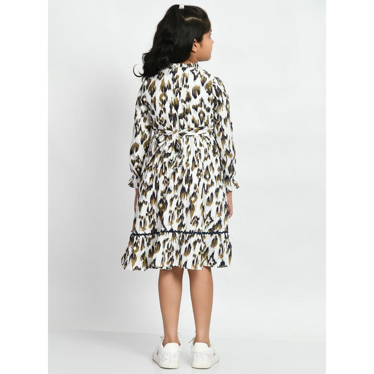Bella Moda Ruffle Trim Button Detail Printed Dress-girls-clothing-dressesandjumpsuits-image-2
