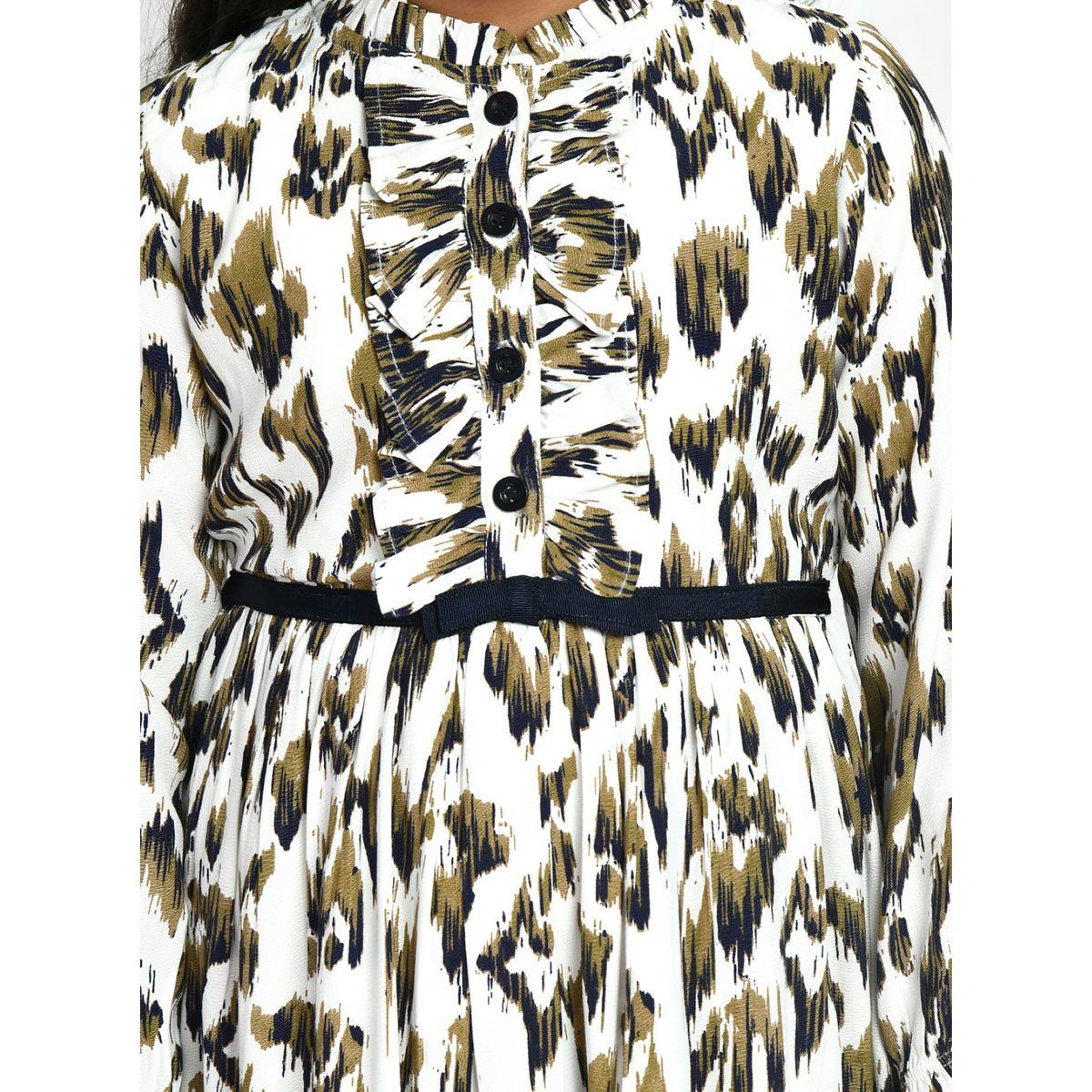 Bella Moda Ruffle Trim Button Detail Printed Dress-girls-clothing-dressesandjumpsuits-image-6