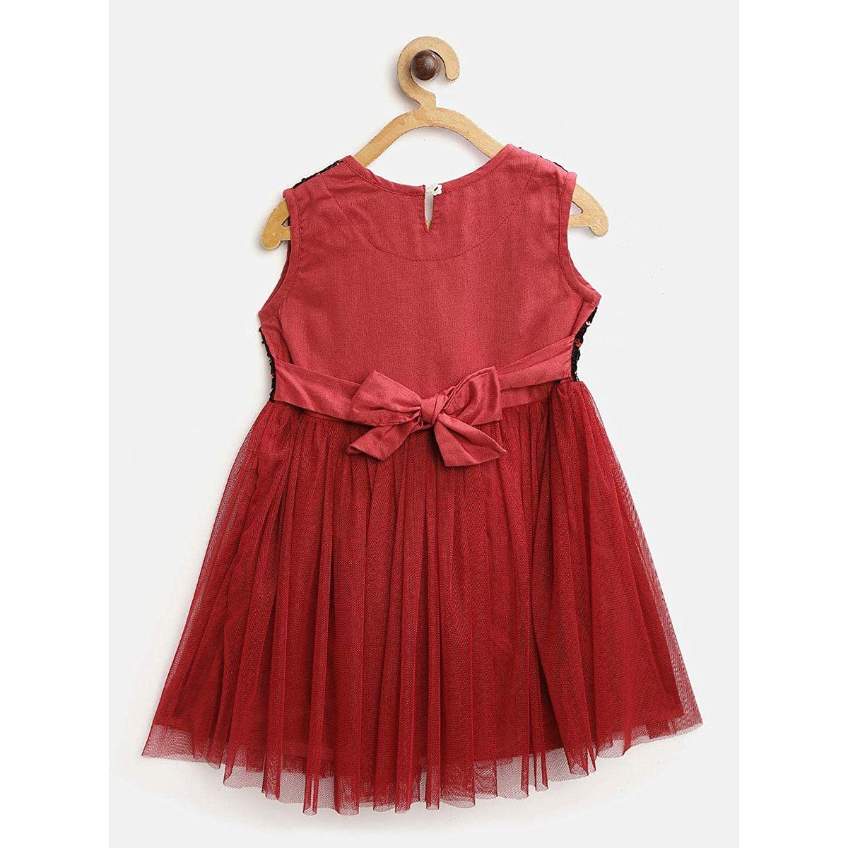 فستان بربطة فيونكة وترتر مع تفاصيل شبكية بيلا مودا × ستايلي-girls-clothing-dressesandjumpsuits-image-2