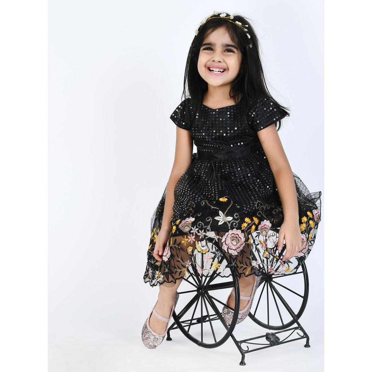 Bella Moda X Styli  Embroidered Mesh Overlay Sequin Detail Dress-girls-clothing-dressesandjumpsuits-image-3
