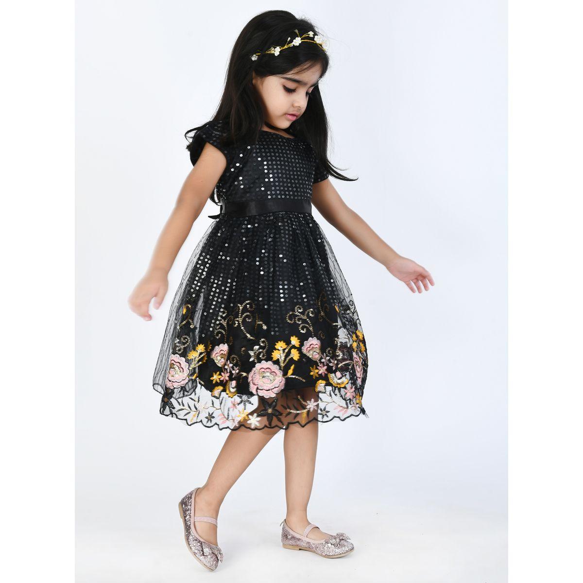 Bella Moda X Styli  Embroidered Mesh Overlay Sequin Detail Dress-girls-clothing-dressesandjumpsuits-image-4