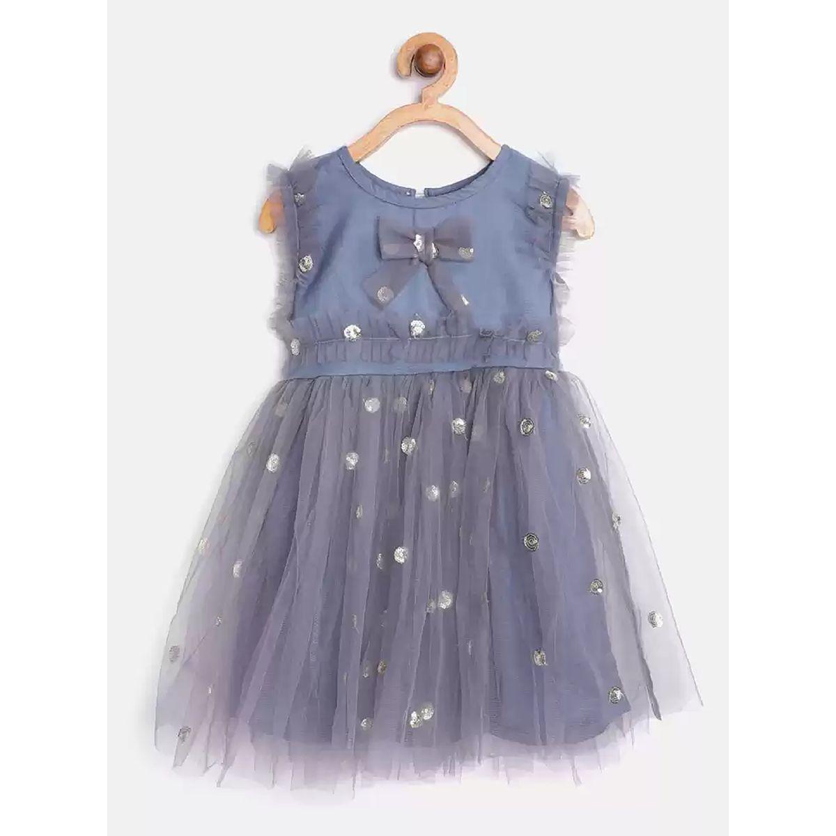 Bella Moda X Styli  Sequin Embroidered Mesh Insert A-Line Dress-girls-clothing-dressesandjumpsuits-image-1