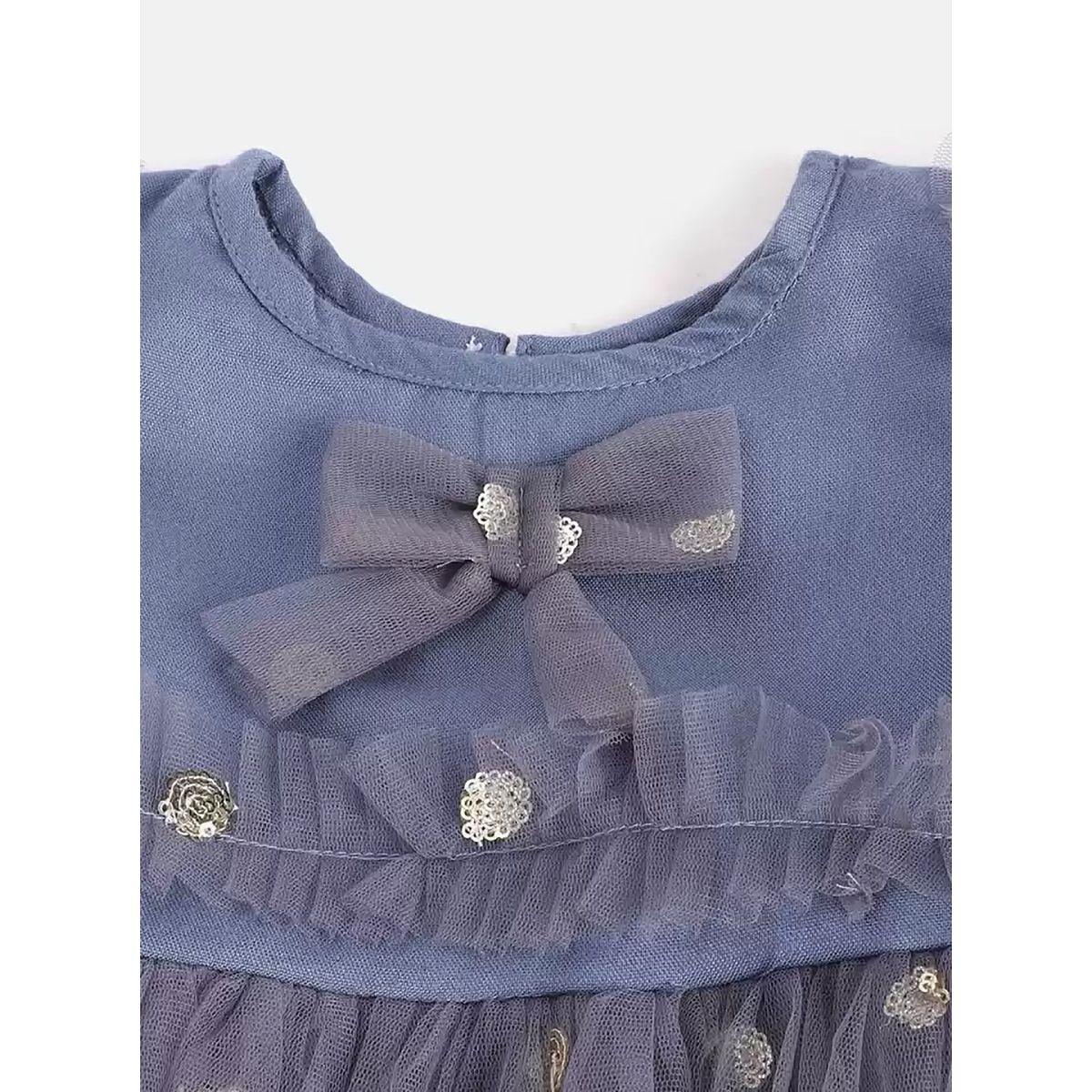 Bella Moda X Styli  Sequin Embroidered Mesh Insert A-Line Dress-girls-clothing-dressesandjumpsuits-image-3