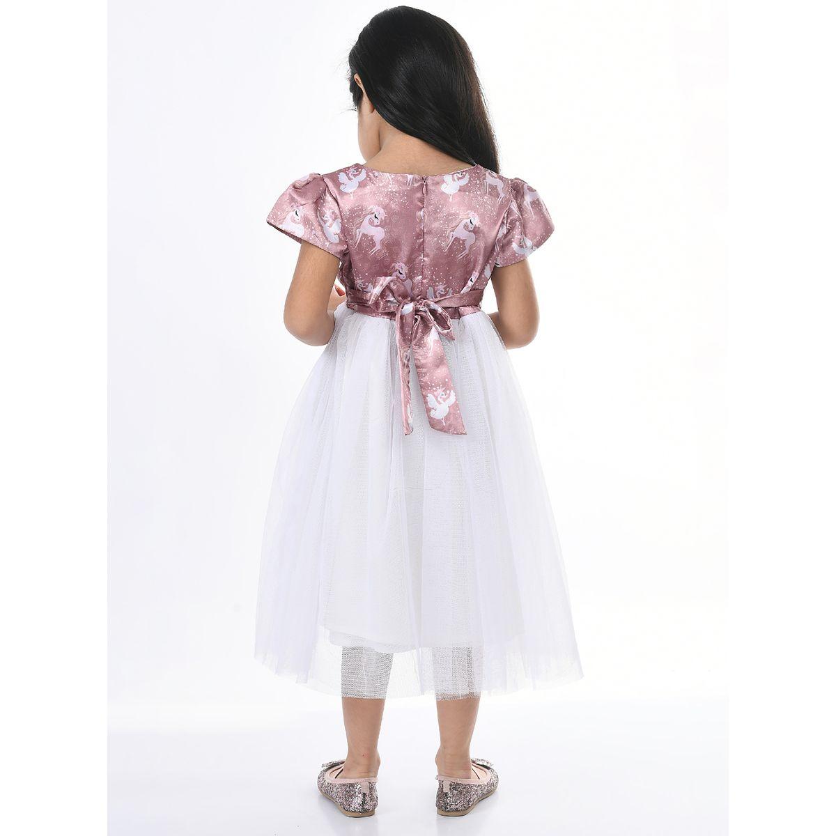 Bella Moda X Styli  Satin Printed Mesh Insert Dress-girls-clothing-dressesandjumpsuits-image-2