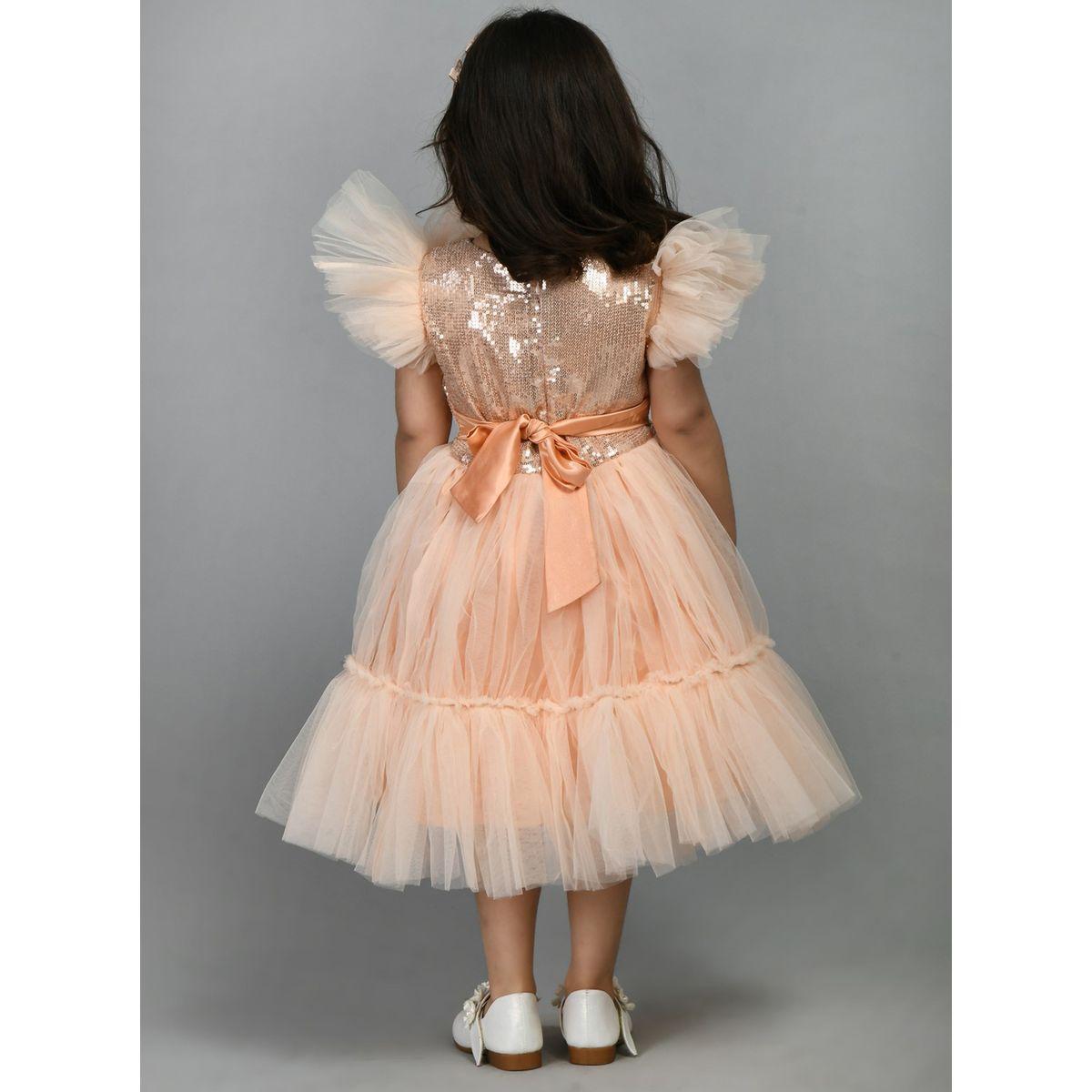 Bella Moda X Styli  Sequin Detail Mesh Frill Sleeves Skater Dress-girls-clothing-dressesandjumpsuits-image-2