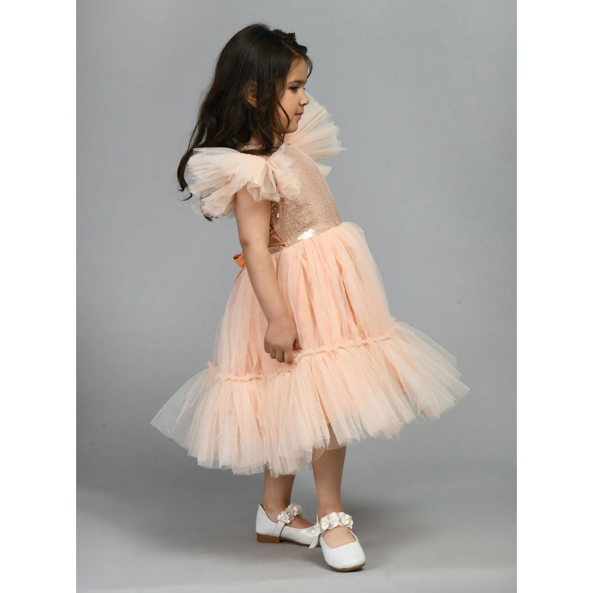 Bella Moda X Styli  Sequin Detail Mesh Frill Sleeves Skater Dress-girls-clothing-dressesandjumpsuits-image-6