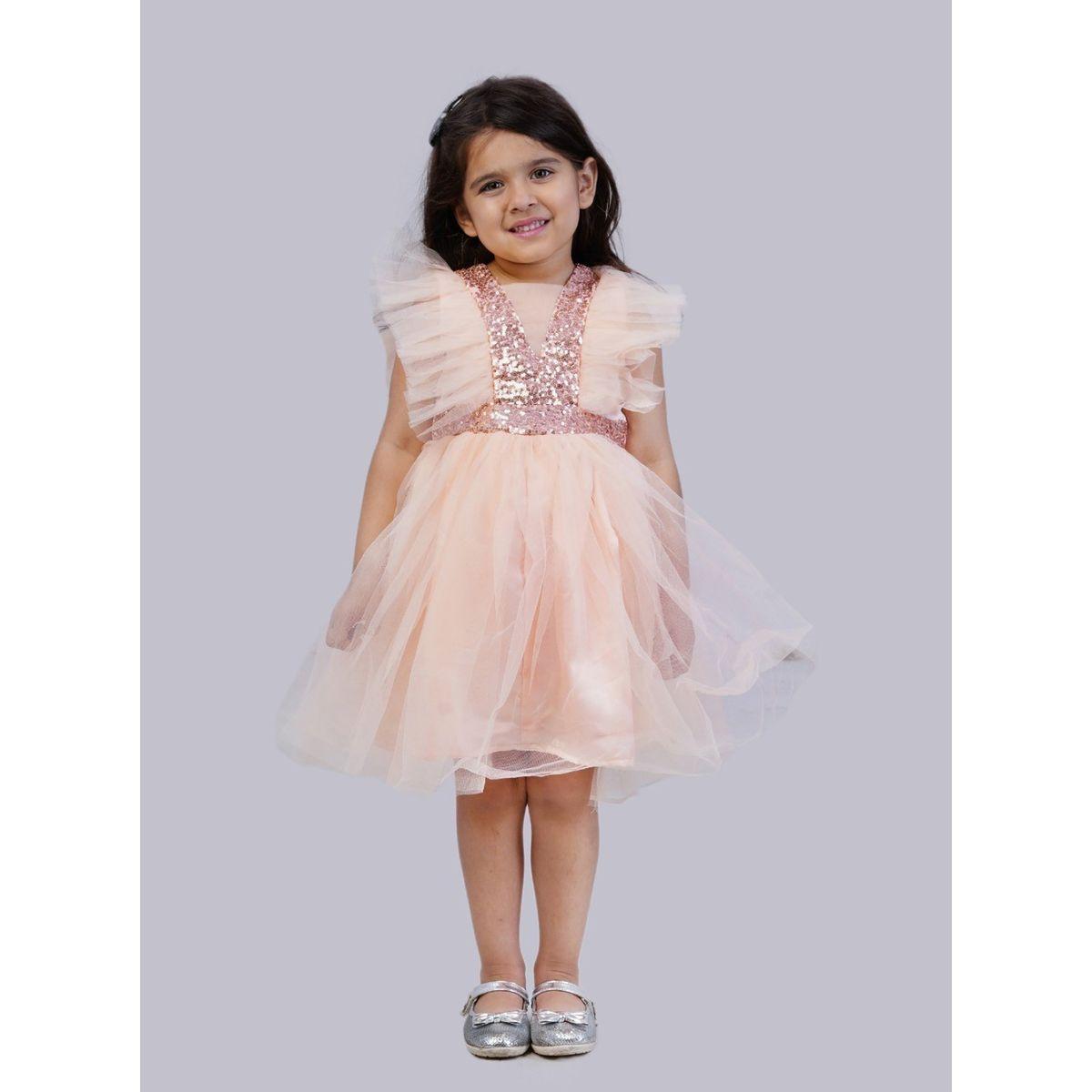 Bella Moda X Styli  Sequin Detail Mesh Frill Sleeves Skater Dress-girls-clothing-dressesandjumpsuits-image-1
