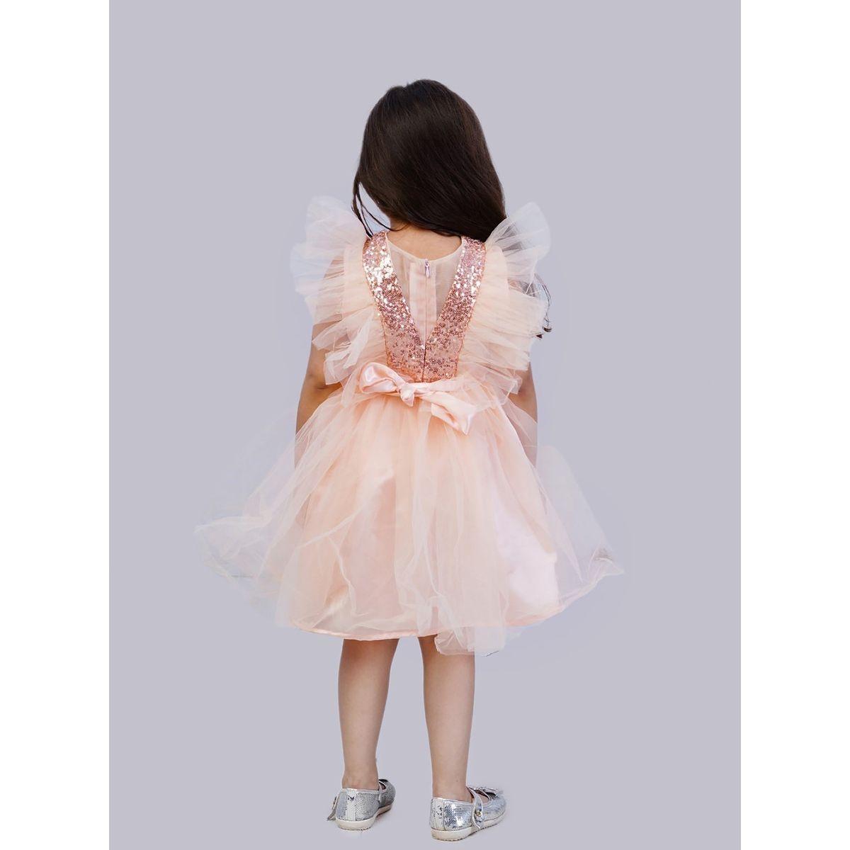Bella Moda X Styli  Sequin Detail Mesh Frill Sleeves Skater Dress-girls-clothing-dressesandjumpsuits-image-2