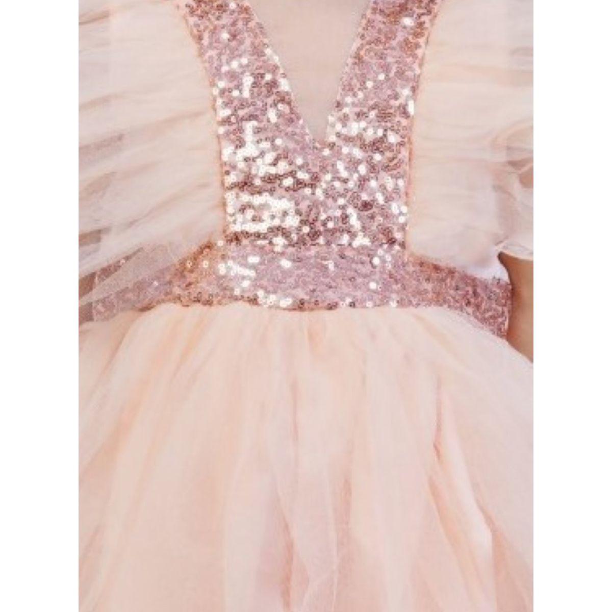 Bella Moda X Styli  Sequin Detail Mesh Frill Sleeves Skater Dress-girls-clothing-dressesandjumpsuits-image-3