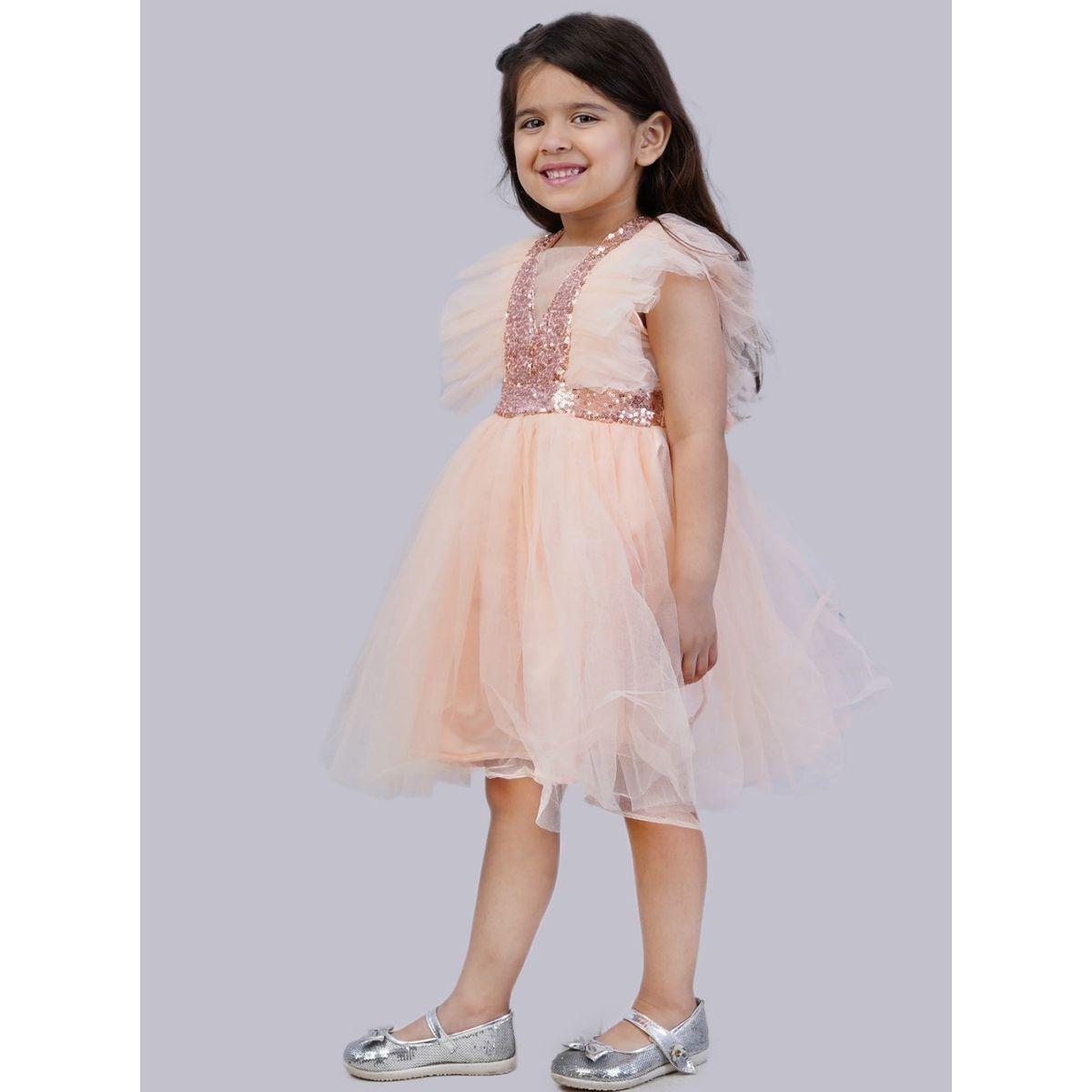 Bella Moda X Styli  Sequin Detail Mesh Frill Sleeves Skater Dress-girls-clothing-dressesandjumpsuits-image-5
