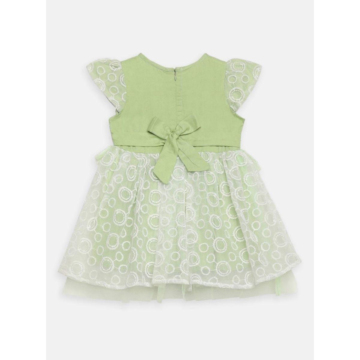 Bella Moda X Styli  Stitch Detail Embroidered Mesh Dress-girls-clothing-dressesandjumpsuits-image-2