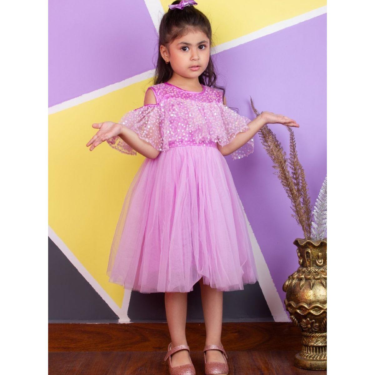 Bella Moda X Styli  Sequin Detail Cold Shoulder Sleeves Mesh Skater Dress-girls-clothing-dressesandjumpsuits-image-1