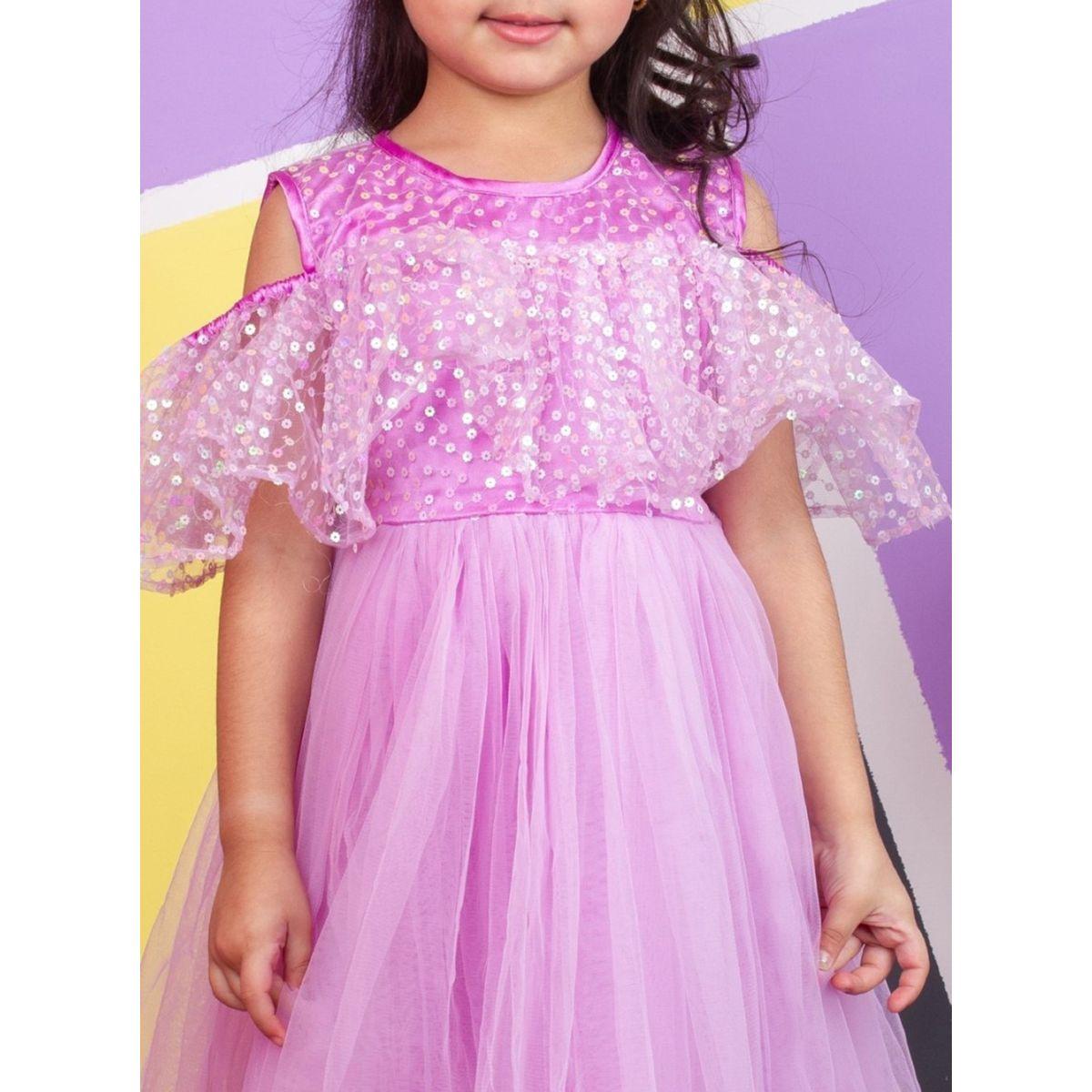 Bella Moda X Styli  Sequin Detail Cold Shoulder Sleeves Mesh Skater Dress-girls-clothing-dressesandjumpsuits-image-5